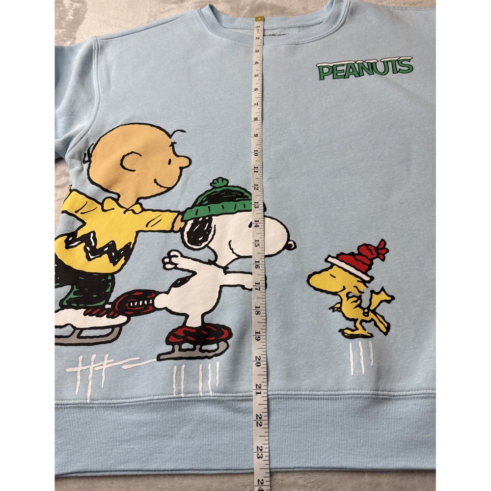 Peanuts Light Blue Sweatshirt with Skating Characters Holiday - Picture 4 of 8